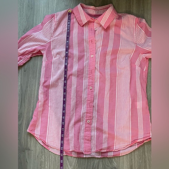 Talbots Pink & White Stripe Button Down Blouse - Picture 10 of 10